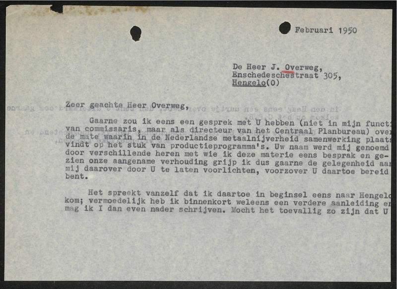 Letter to J. Overweg