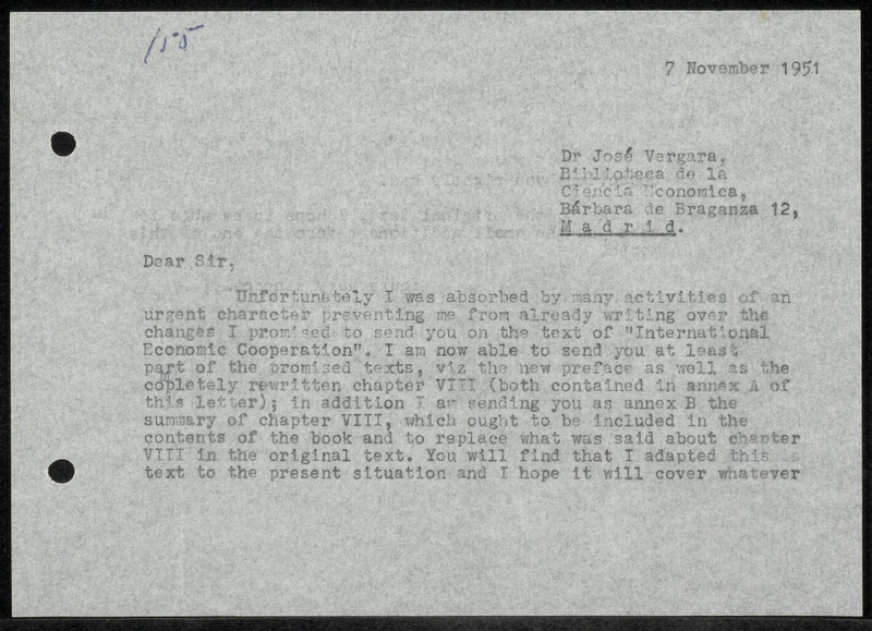 Letter to José Vergara