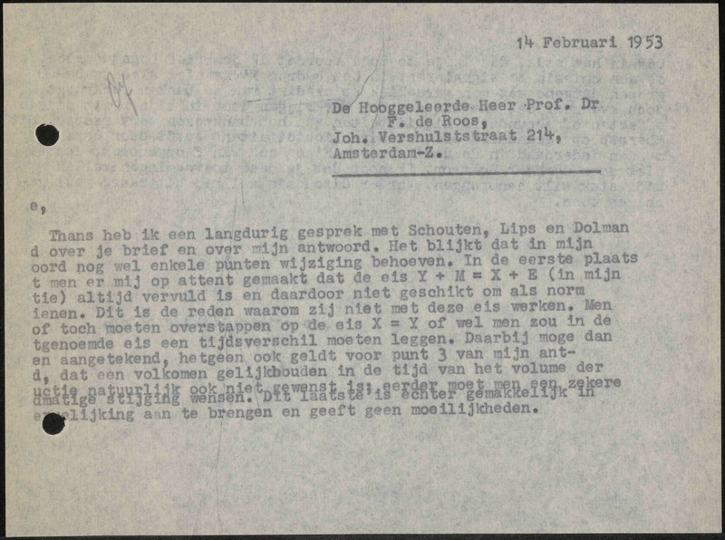 Letter to F. de Roos