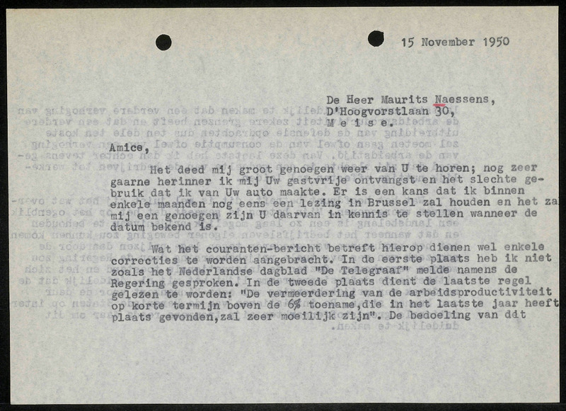 Letter to M. Naessens