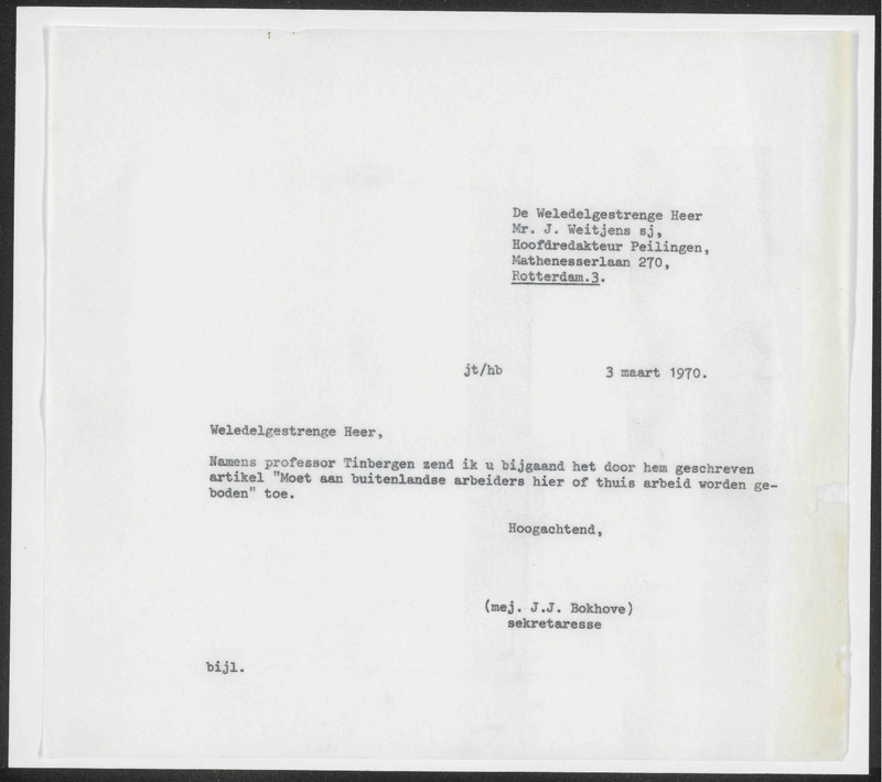 Letter to J. Weitjens