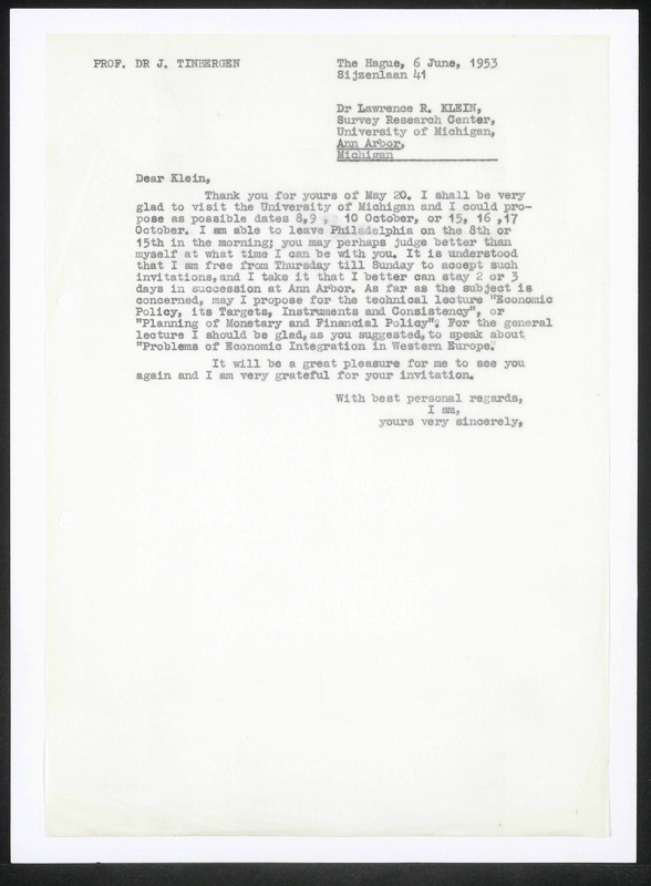 Letter to L.R. Klein
