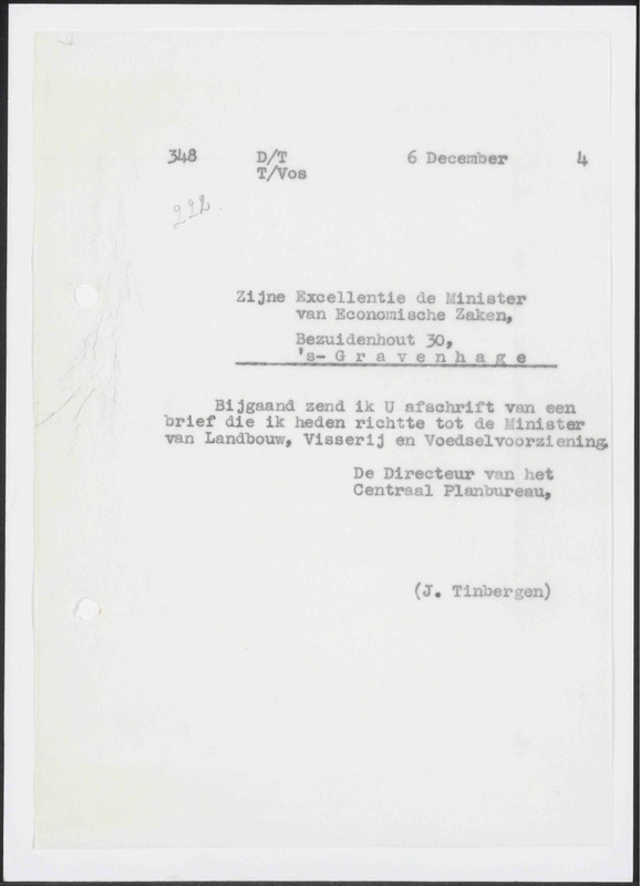 Letter to Ministerie van Economische Zaken