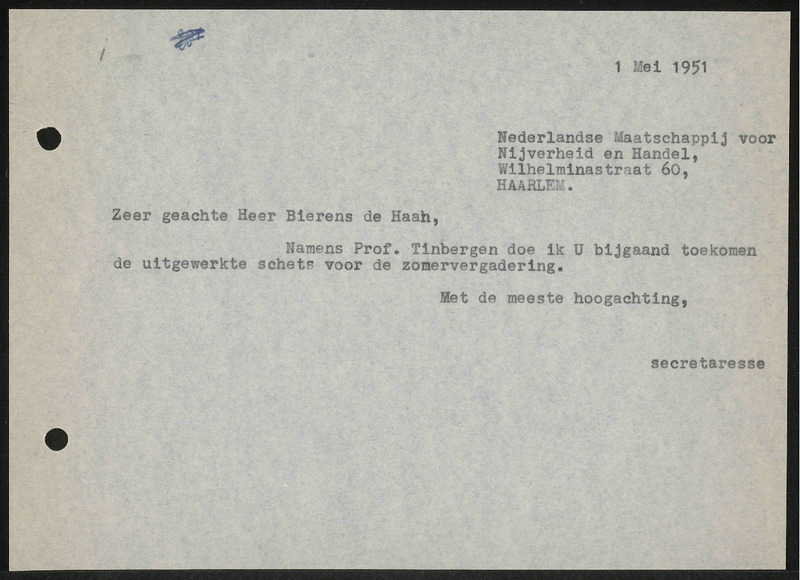 Letter to J. Bierens de Haan