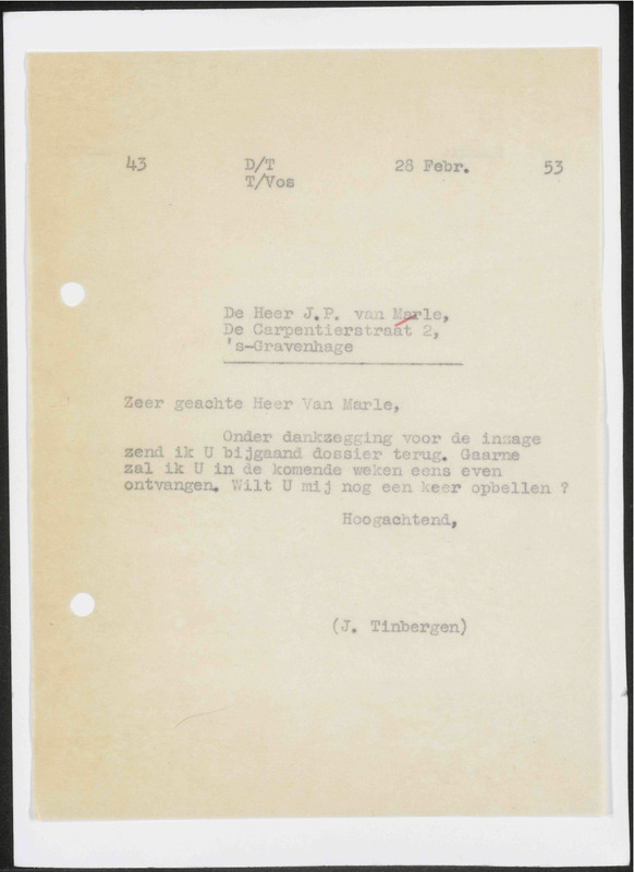 Letter to J.P. van Marle