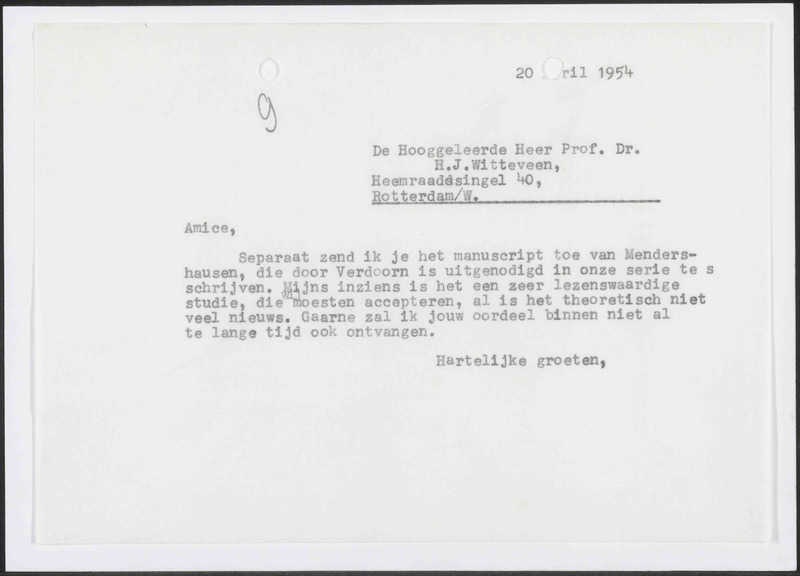 Letter to H.J. Witteveen