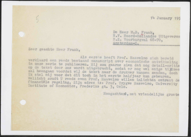Letter to M.D. Frank