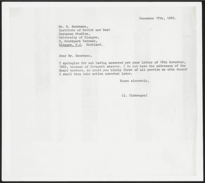 Letter to R. Beermann