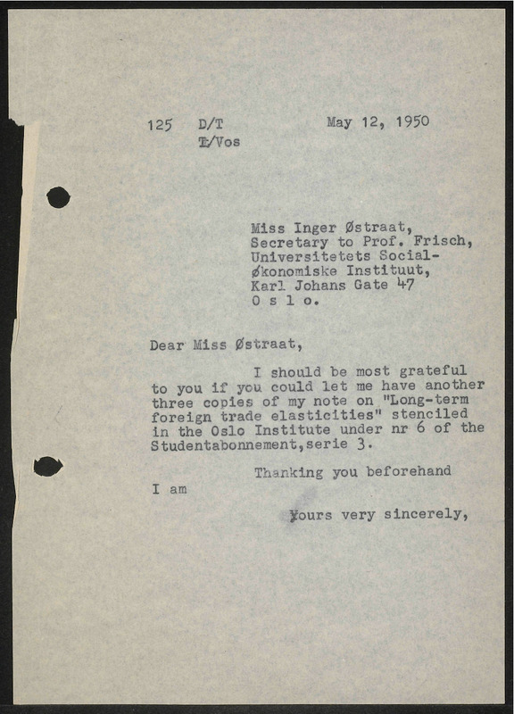 Letter to Inger Østraat