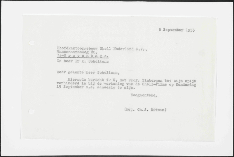 Letter to K. Scholtens