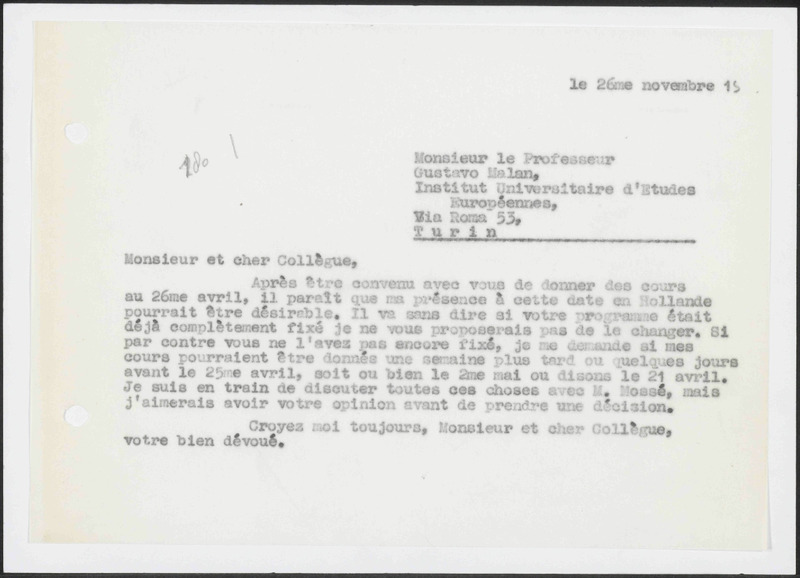 Letter to G. Malan