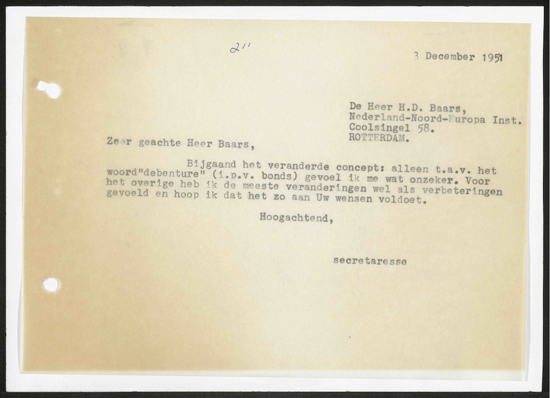 Letter to H.D. Baars