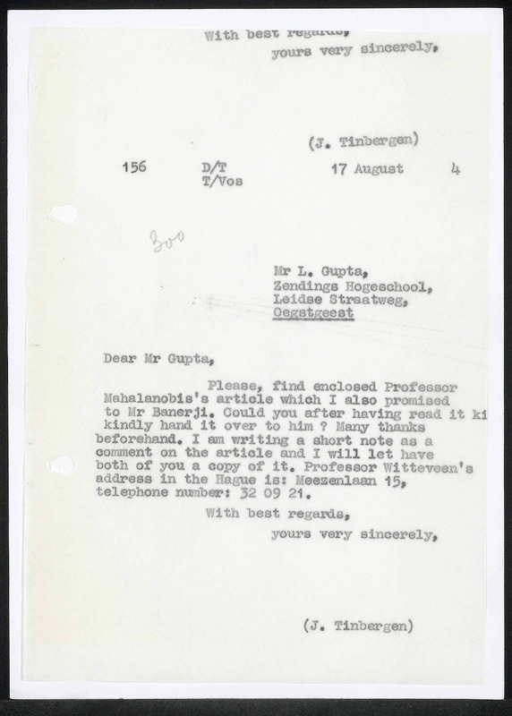 Letter to M.L. Gupta