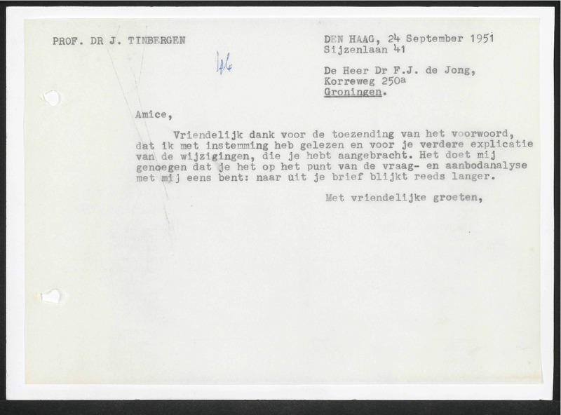 Letter to F.J. de Jong