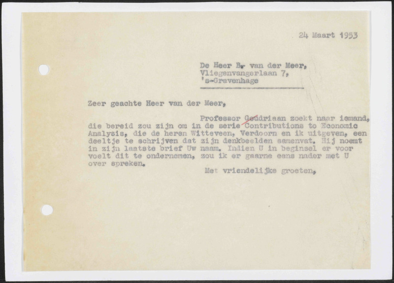 Letter to B. van der Meer
