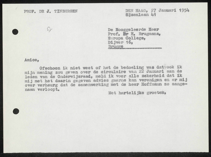 Letter to H. Brugmans