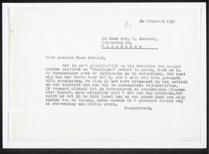 Letter to Ger.P. Gerstel