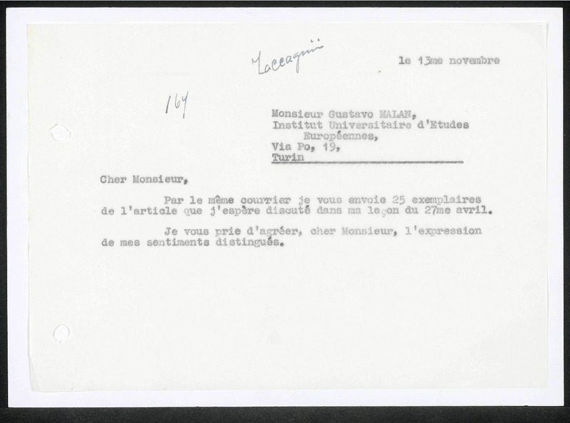 Letter to G. Malan