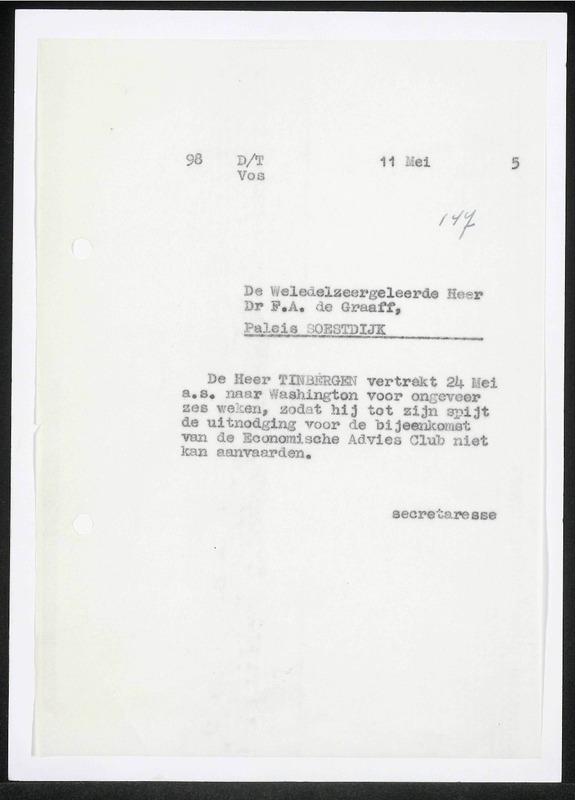 Letter to F.A. de Graaff