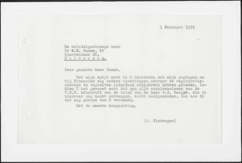 Letter to M.H. Sr. Damme