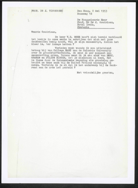 Letter to J. Goudriaan