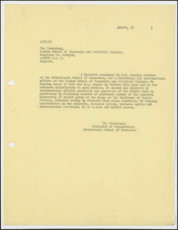 Letter to London School of Economics and Political Science