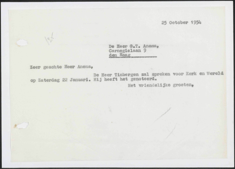Letter to G.T. Anema