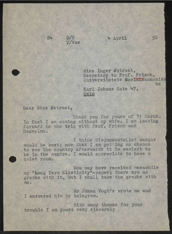 Letter to Inger Østraat