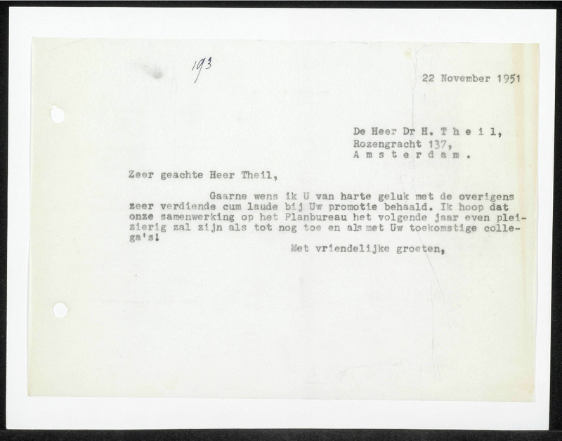 Letter to H. Theil