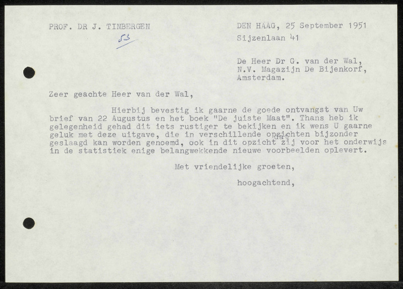 Letter to G. van der Wal