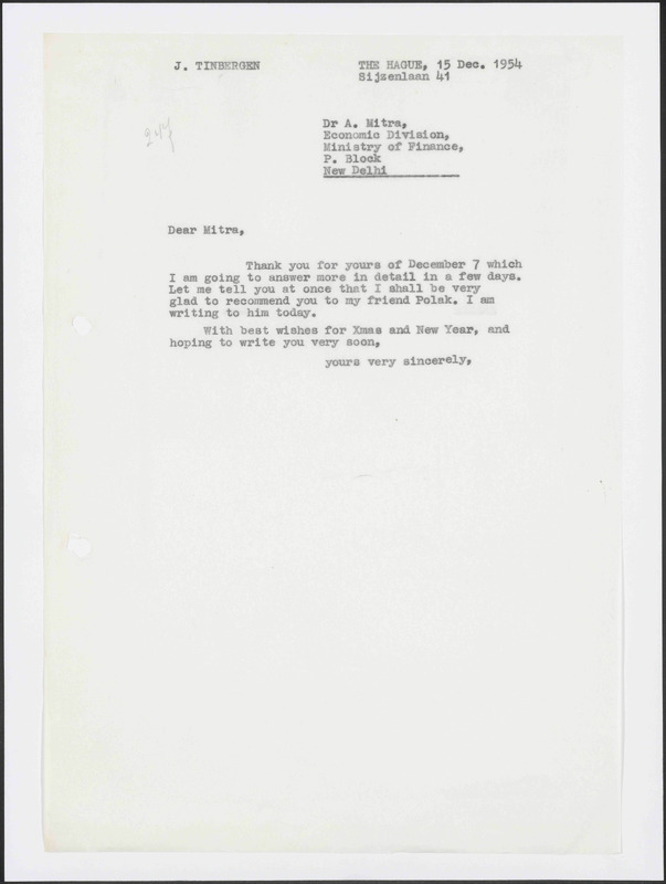 Letter to A. Mitra