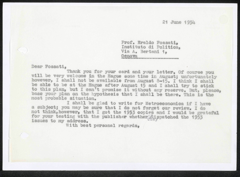 Letter to Elrado Fossati