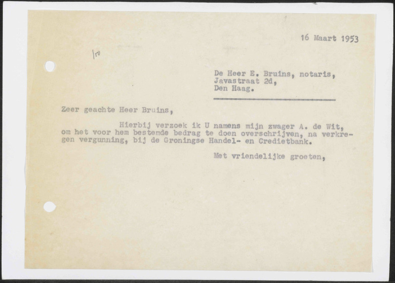 Letter to E. Bruins