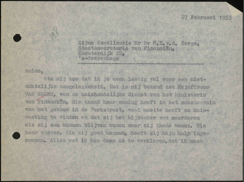 Letter to W.H. van de Berge