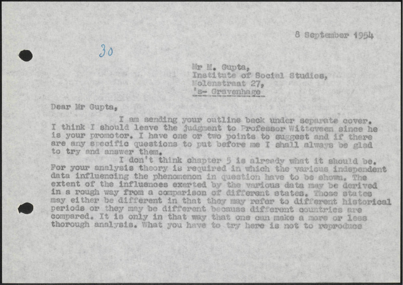Letter to M.L. Gupta