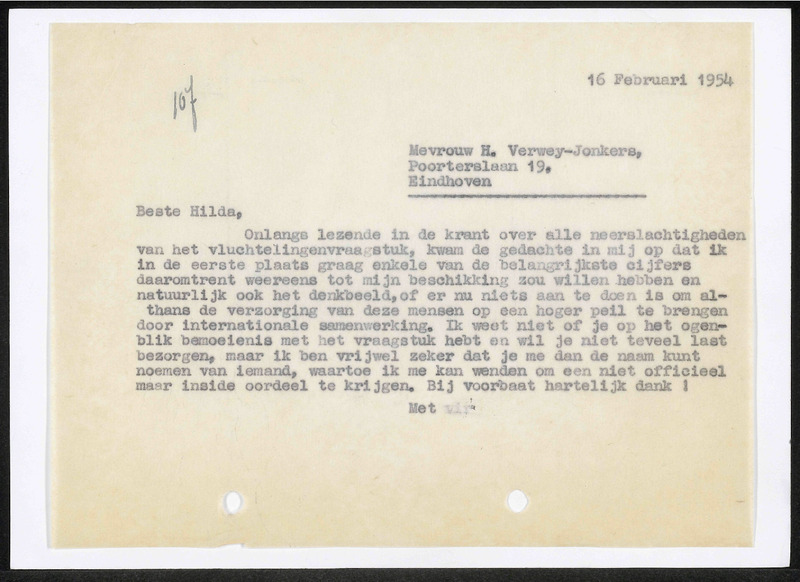 Letter to H. Verweij-Jonker