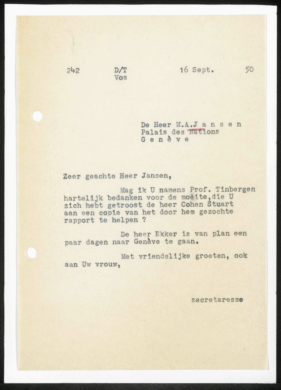 Letter to M.A. Jansen