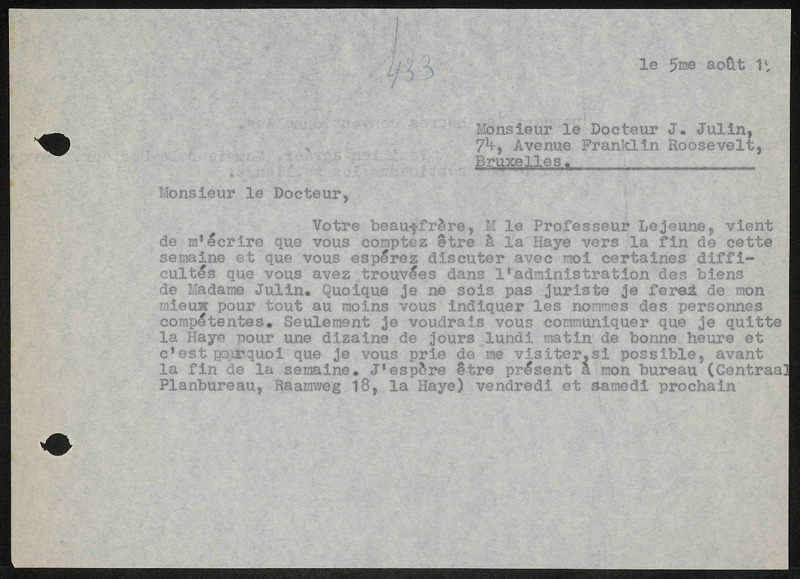 Letter to J. Julin