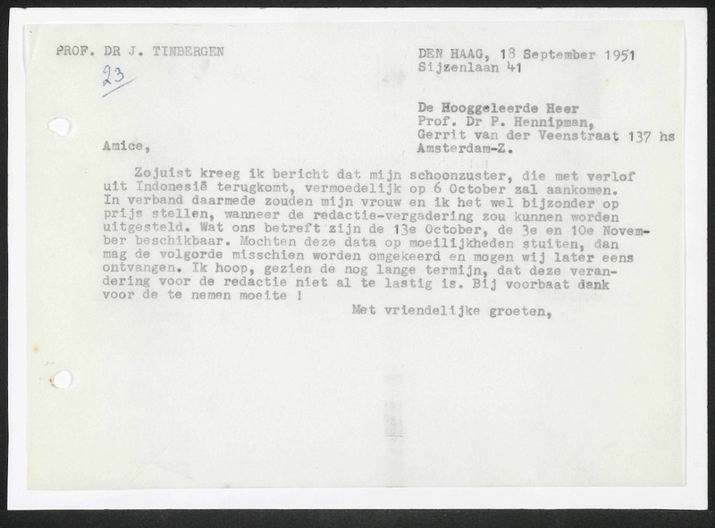 Letter to P. Hennipman