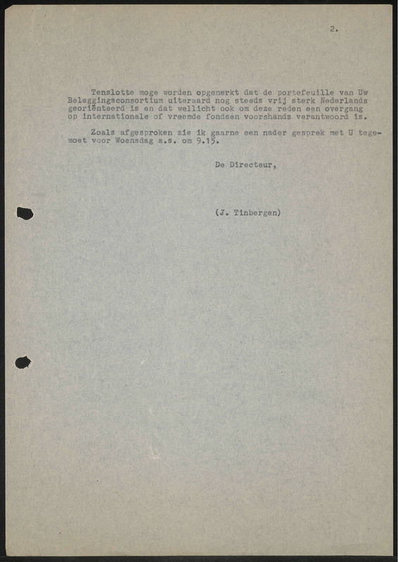 Letter to Rotterdamsch Beleggingsconsortium N.V.