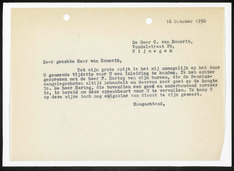 Letter to C. van Emmerik