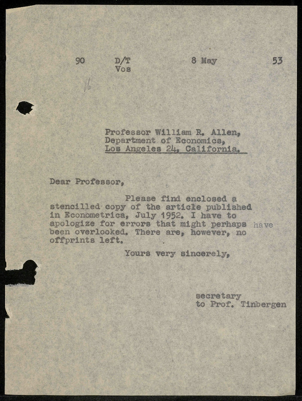 Letter to W.R. Allen