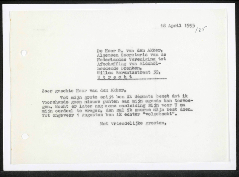Letter to G. van den Akker