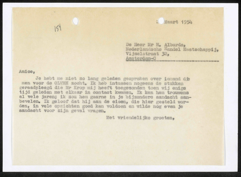 Letter to H. Albarda