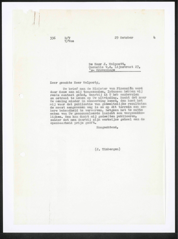 Letter to J. Walpoott