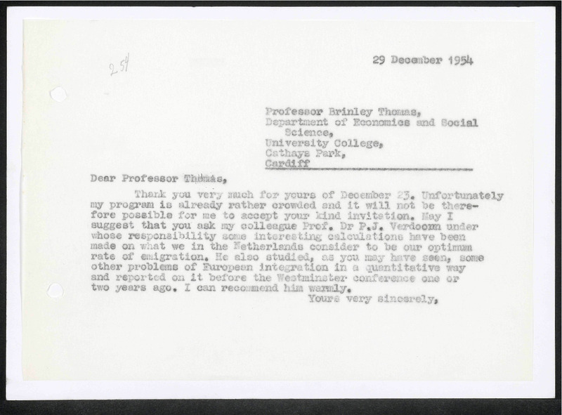 Letter to B. Thomas