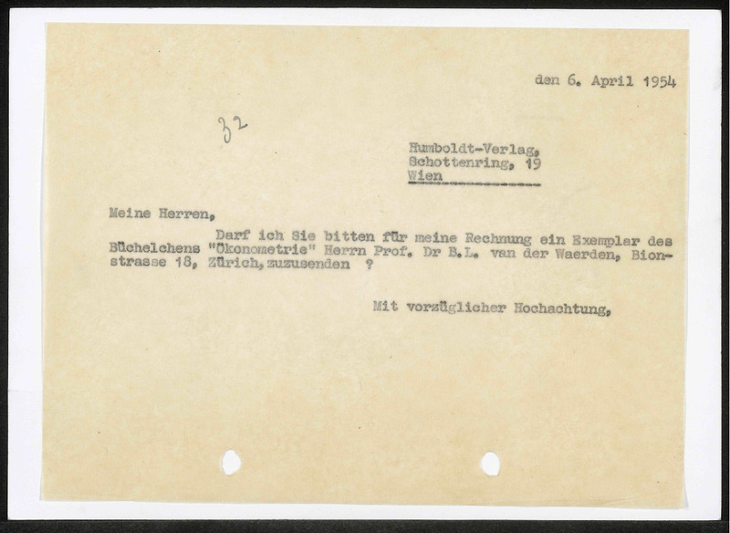 Letter to Hümboldt-Verlag