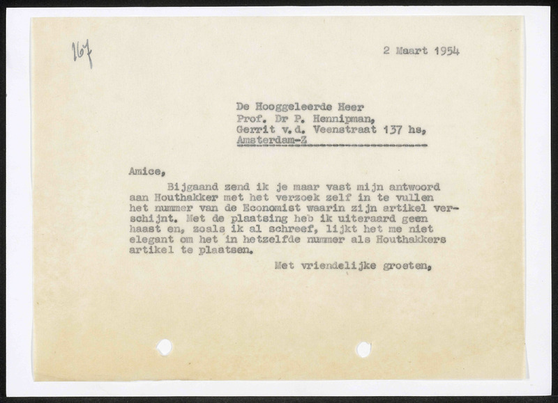Letter to P. Hennipman