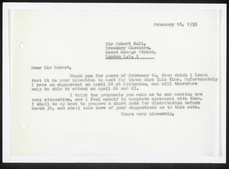 Letter to R. Hall