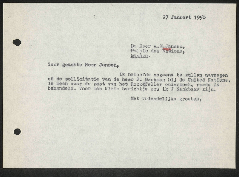 Letter to A.M. Jansen